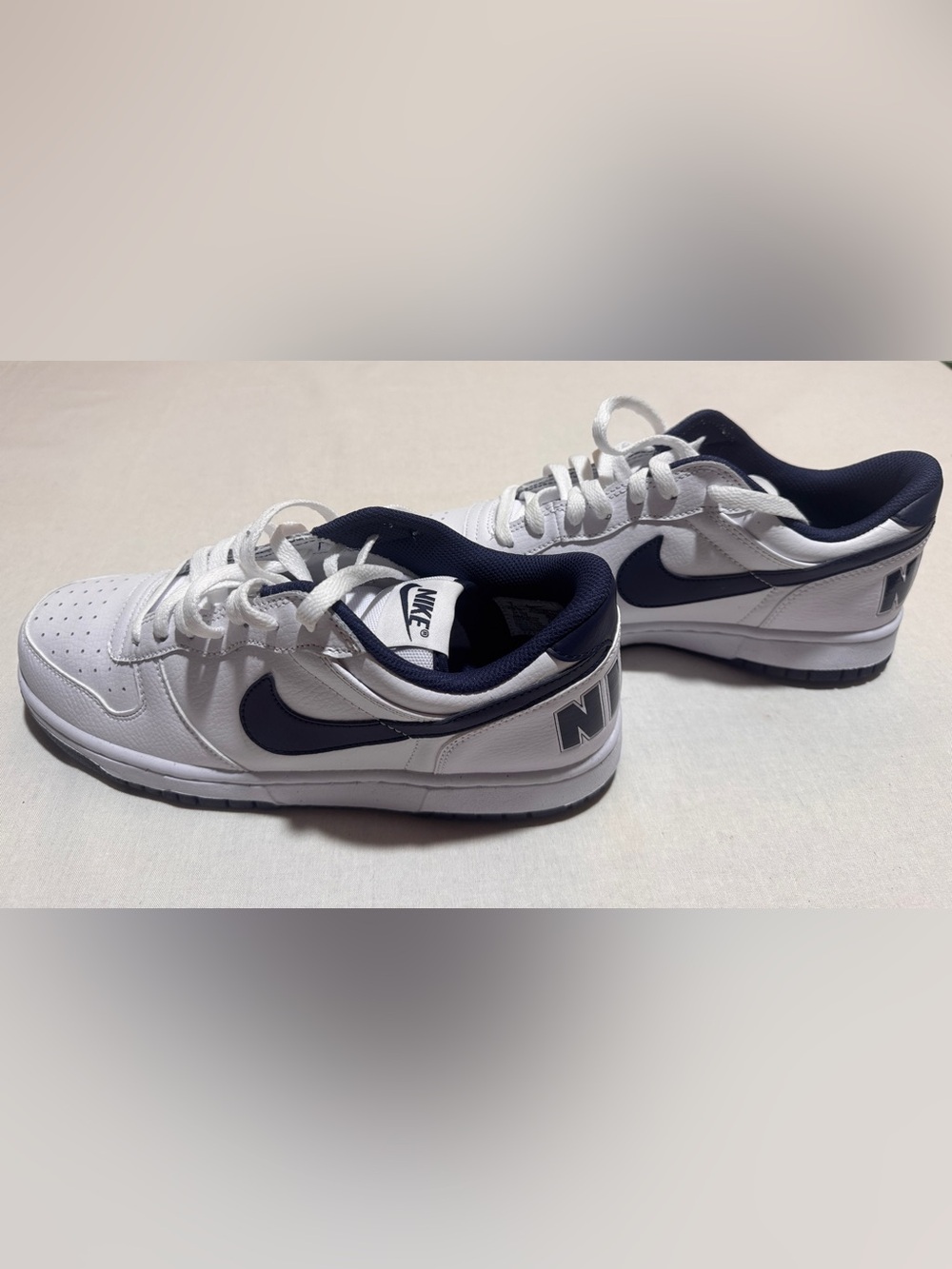 NWOB Nike Big Nike Low Sneakers White Midnight Navy Retro